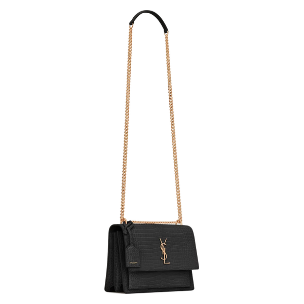 SUNSET MEDIUM IN CROCODILE-EMBOSSED LEATHER